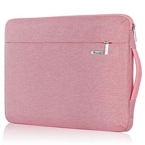 Voova 360° Protective Laptop Sleeve Case 15.6 16 inch with Handle, Waterproof Slim Computer Cover Bag for MacBook Pro 16,15.6” HP Acer Lenovo ThinkPad IdeaPad Asus Notebook-Pink