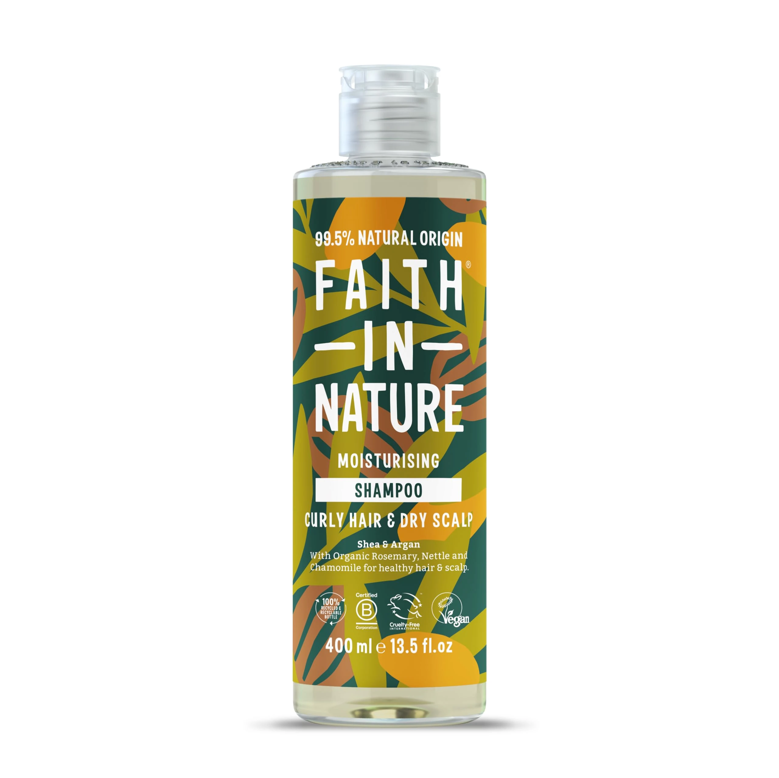 Faith In Nature Natural Shea & Argan Shampoo, Moisturising for Curly Hair & Dry Scalp, Vegan & Cruelty Free, No SLS, Silicones or Parabens, 400ml
