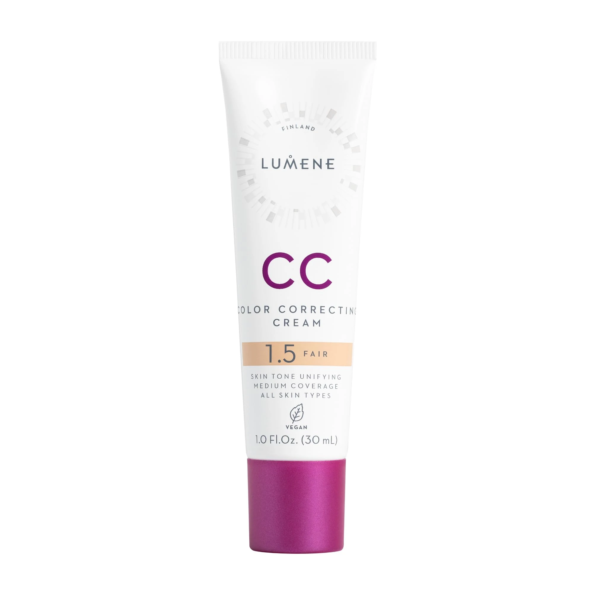 LUMENE CC Cream Color Correcting Cream Foundation | SPF 20 | Medium Coverage | Lightweight and Antioxidant-Rich | Hydrates While Reducing Redness | All Skin Types | Vegan | 30 ml | Fair