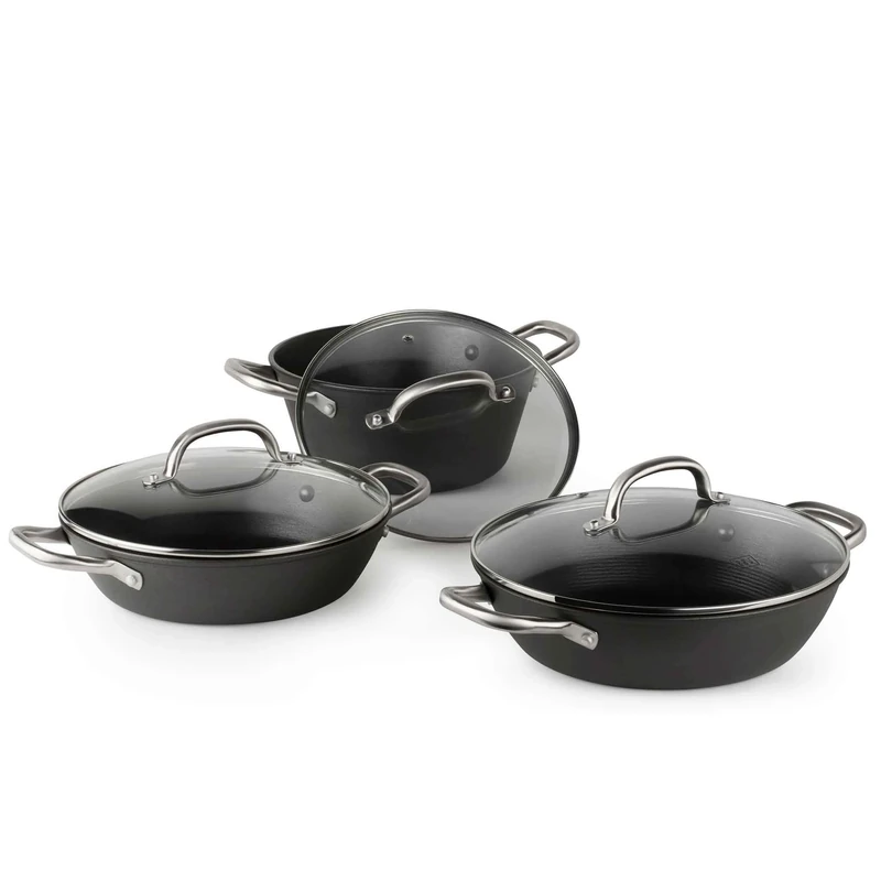 BOJ NEW Classic Cookware, Cast Iron, Frying Pans and Saucepans (Set of 3 Pots) - Image 1