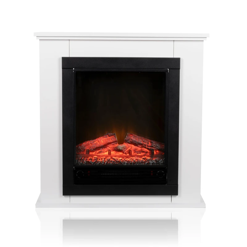 Classic Fire Fireplace Electric Lugano - Electric Fireplace with Fireplace 1800 Watt - Black/White