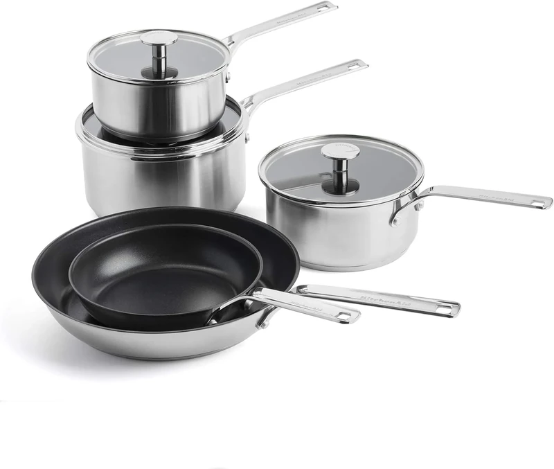 Kitchenaid, Stainless Steel Non-Stick Frying Pan Set - 20 cm + 28 cm, Silver