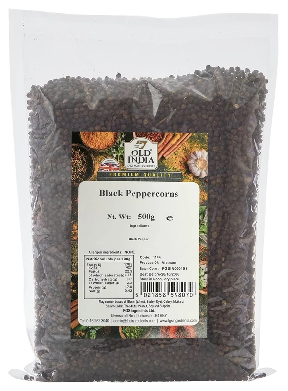 Old India Black Peppercorns 500g