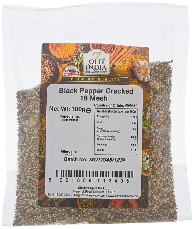 Old India Black Pepper Cracked 18 Mesh 100g