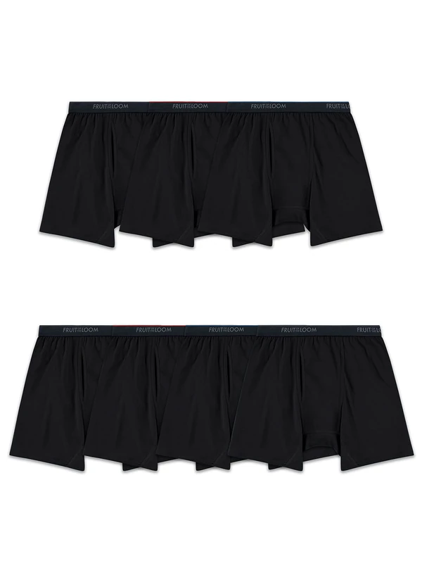 Fruit of the Loom Men's Micro Stretch Boxer Briefs, Designed to Move with You, Lightweight & Moisture Wicking, 5 Pack - Grey/Red/Blue, XXL Big