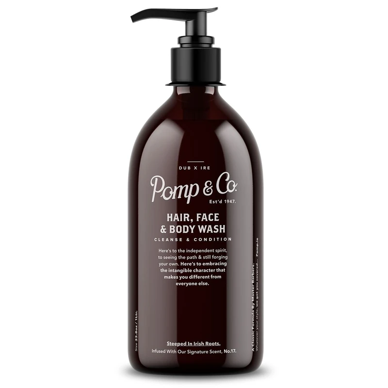 Pomp & Co Hair Face and Body Wash For Men,Signature scent 3 in 1 Body Wash, Argan Oil Infused All In One Wash 1 Litre