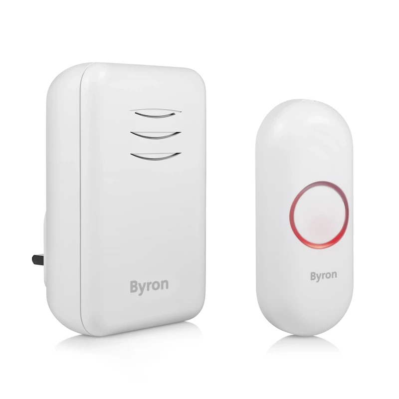 Byron Wireless Doorbell Set, Plug-In Chime, 150m Range, 16 Melodies, DBY-22312UK