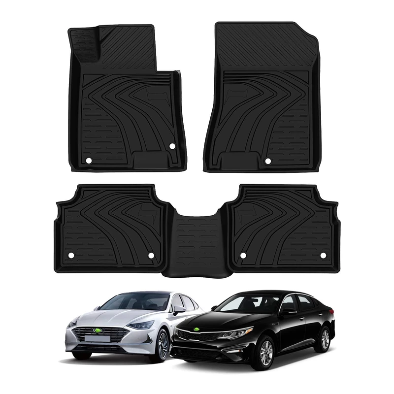 KUST Floor Mats for 2021 2022 Kia K5 (ONLY FWD Models)/2020 2021 2022 Hyundai Sonata Accessories All Weather Car Mats Heavy Duty Rubber Custom Fit Floor Mat Liners Black TPE