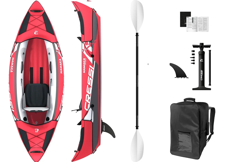 Cressi Namaka Ikayak Set 8'2'' - Inflatable Kayak Single Seat, Colour Red