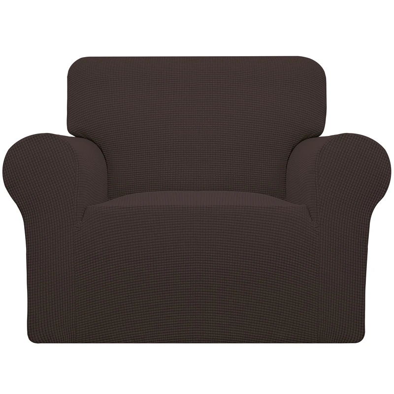 Easy-Going Stretch Oversized Chair Sofa Slipcover 1-Piece Couch Sofa Cover Furniture Protector Soft with Elastic Bottom for Kids Spandex Jacquard Fabric Small Checks Chocolate