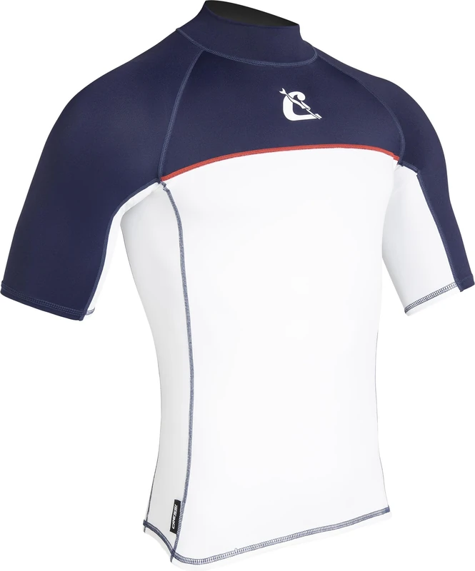 Cressi Shield Man Rash Guard Short/SL - Protective Rash Guard for Sup and Water Sports, White/Blue, XXL, Men's