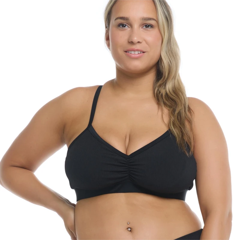 Body Glove Women's Drew D, Dd, E, F Cup Bikini Top Swimsuit with Adjustable 2-Way Back Detail, Black, E - Image 1