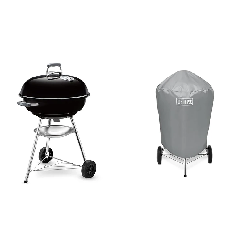 Weber Compact Charcoal BBQ, 57 cm, Black + Grill Cover, Fits 57 cm charcoal grills