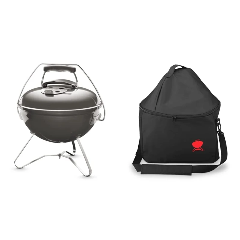 Weber Smokey Joe Premium Charcoal BBQ, Grill, Smoke Grey 37 cm + Premium Carry Bag, Fits Smokey Joe, Black, 39.4 x 33.5 x 5.6 cm
