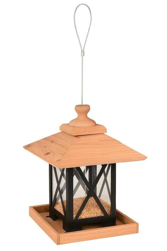 Flamingo SILO BIRD TABLE SEEDS LEYA METAL/WOOD BLACK/BROWN 22x22x32CM