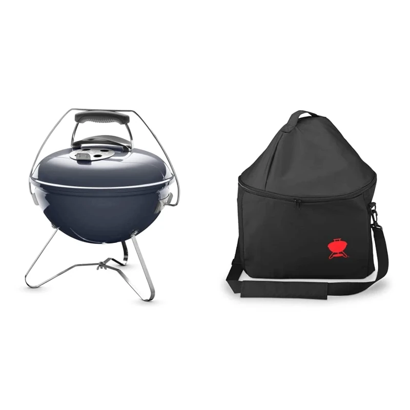 Weber Smokey Joe Premium Charcoal BBQ, Grill, Slate Blue 37 cm + Premium Carry Bag, Fits Smokey Joe, Black, 39.4 x 33.5 x 5.6 cm