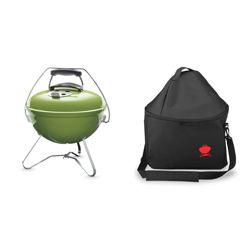 Weber Smokey Joe Premium Charcoal BBQ, Grill, Spring Green 37 cm + Premium Carry Bag, Fits Smokey Joe, Black, 39.4 x 33.5 x 5.6 cm