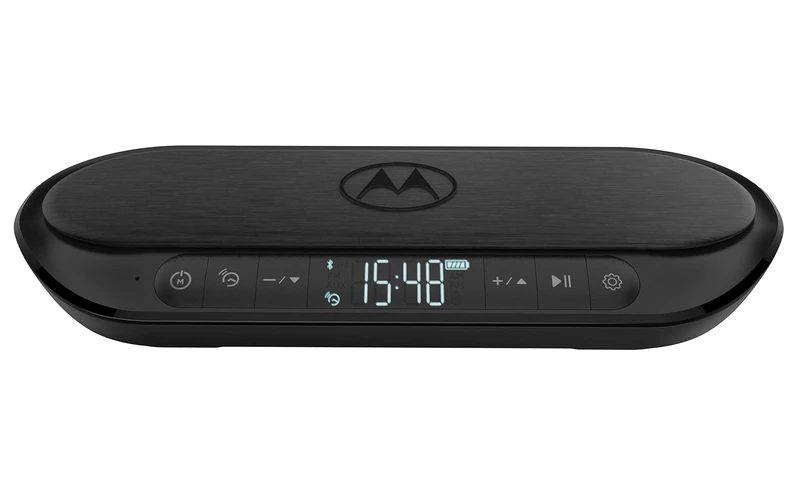 Motorola Lifestyle Sonic Sub 520 Radio Alarm Clock with Wireless Charging Station - Bluetooth Speaker with Radio Clock Digital and Wireless Charging - Subwoofers, Alexa and Google Assistant - Black