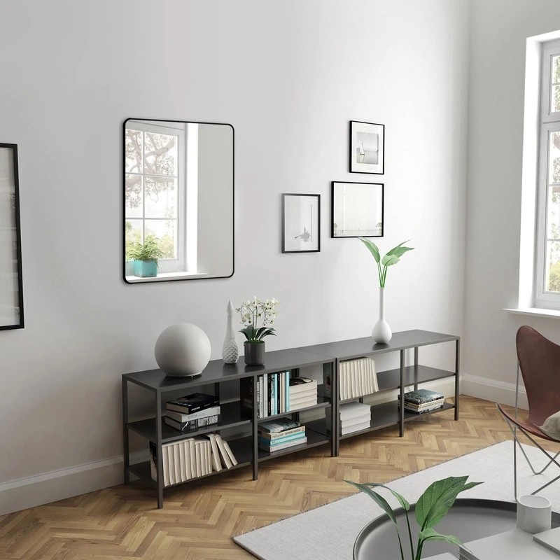 AURLANE HOB 60 Rectangular Bathroom Mirror 60 x 80 cm Aluminium Frame