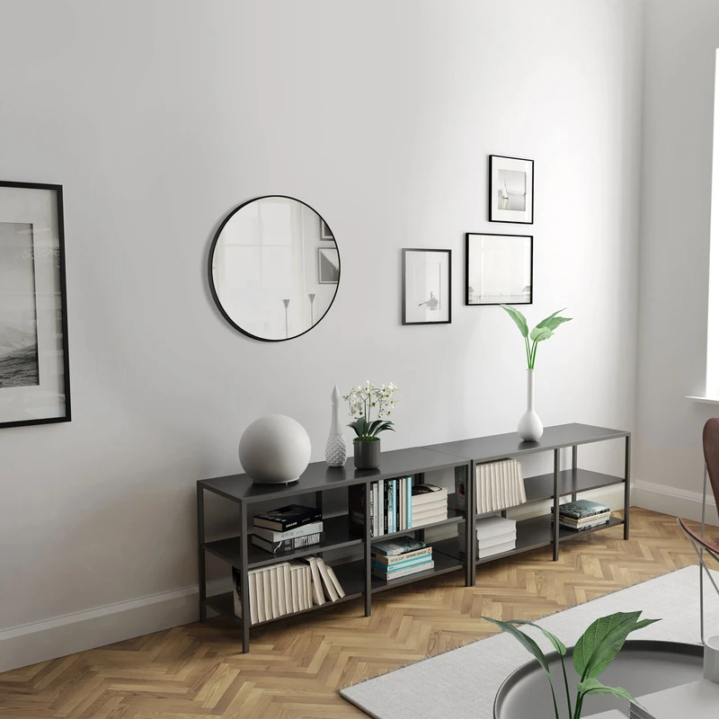 Aurlane Ring Dark 60 Circular Bathroom Mirror 60 cm Diameter Matte Black Finish