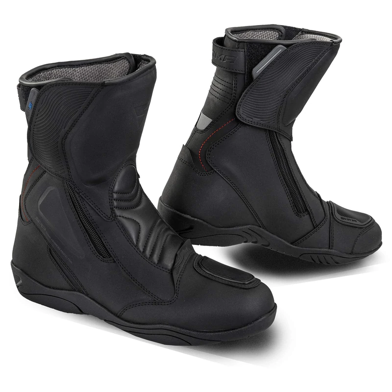 SHIMA Terra Men's Motorcycle Stiffles - Reinforced Leather Motorcycle Shoes with Side Zip, Ankle Support, Non-Slip Sole, Gear Stick (Black, 42)