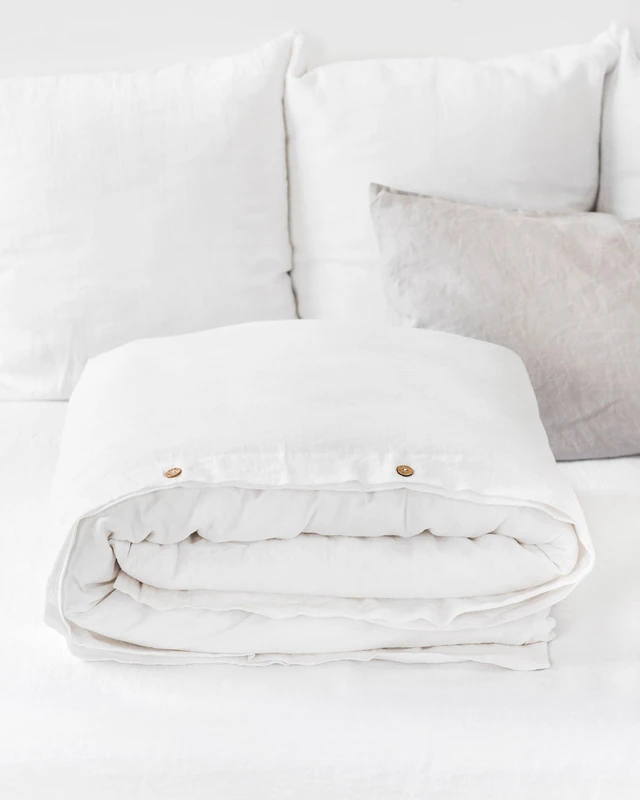 MagicLinen Linen Duvet Cover Set, White, Queen