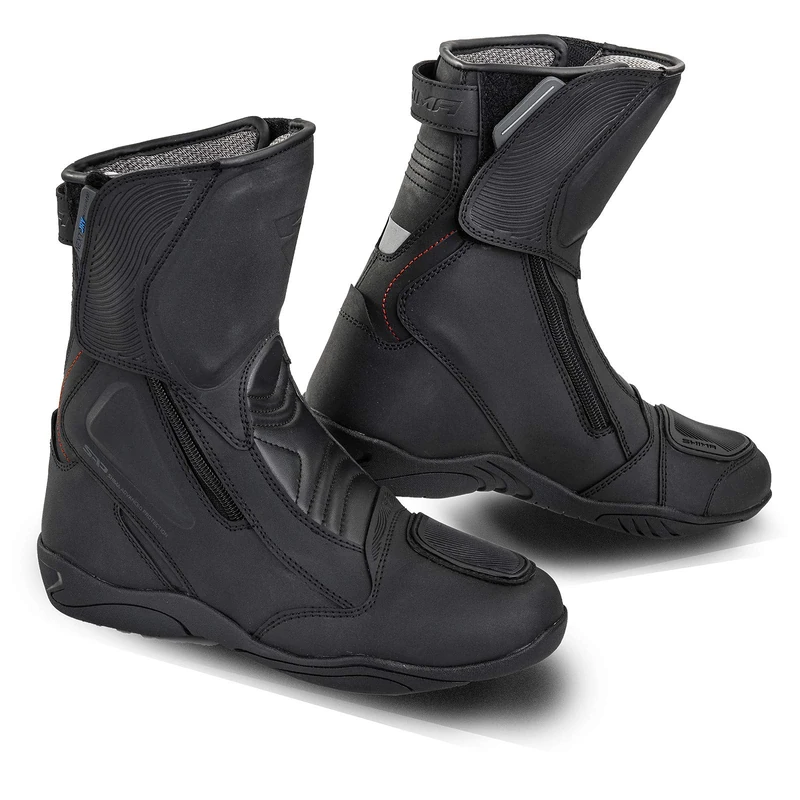 SHIMA Terra Lady Women's Motorcycle Stiffles, Reinforced Leather Motorcycle Shoes with Side Zip, Ankle Support, Non-Slip Sole, Gear Stick (Black, 39)