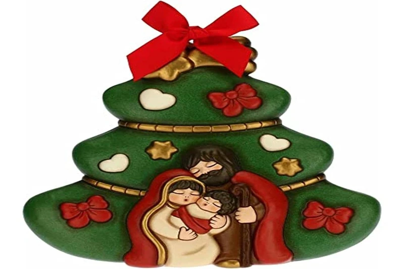 THUN - Christmas Tree with Holy Family - Christmas Home Decorations - Large Size - Ceramic - 25.1 x 4.3 x 25.4 h cm