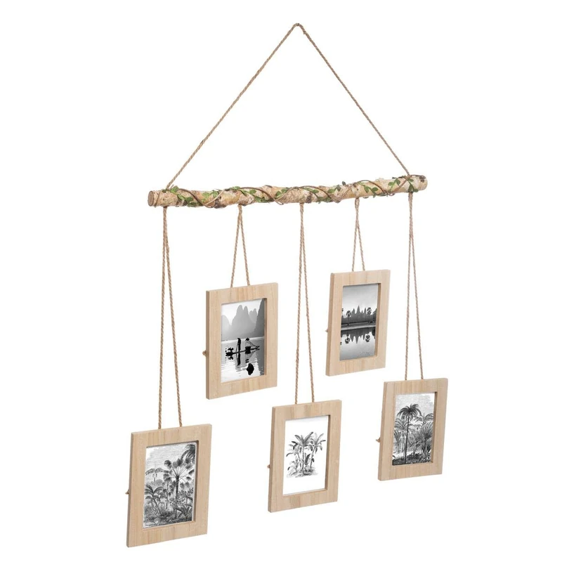 Atmosphera - Hanging Wooden Multi-View Photo Frame for 5 Photos 60 x 58 cm