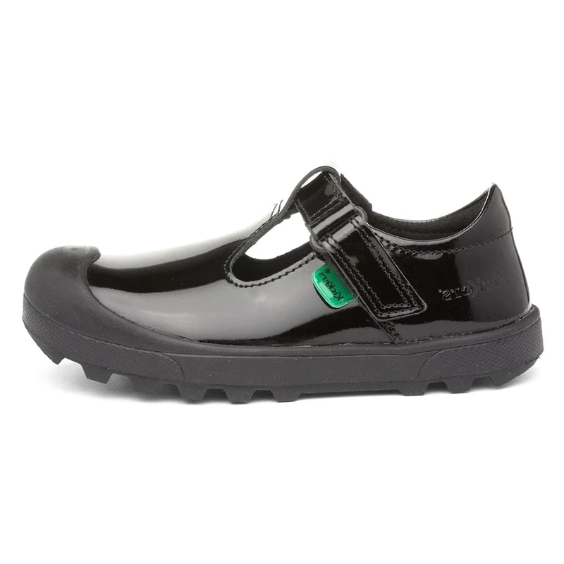 Kickers Girl's Plunk Mary Jane Black Leather School Shoe | Timeless Mary Jane Look | Everyday Comfort Fit, Cushioned for All-Day Wear, Black, 2 UK Child