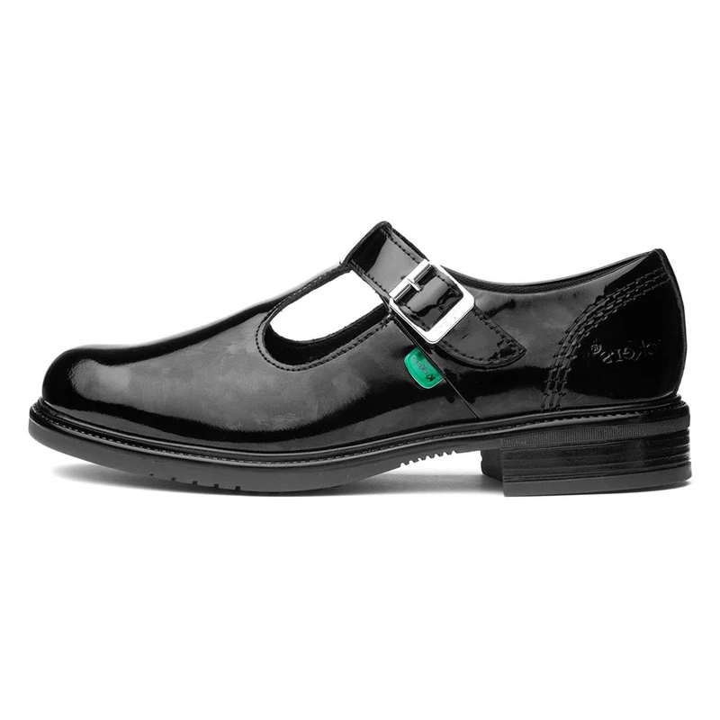 Kickers Girl's Lach T-Bar Leather School Shoes | Elegant T-Bar Style | Everyday Comfort Fit, Cushioned for All-Day Wear, Black, 6 UK Child