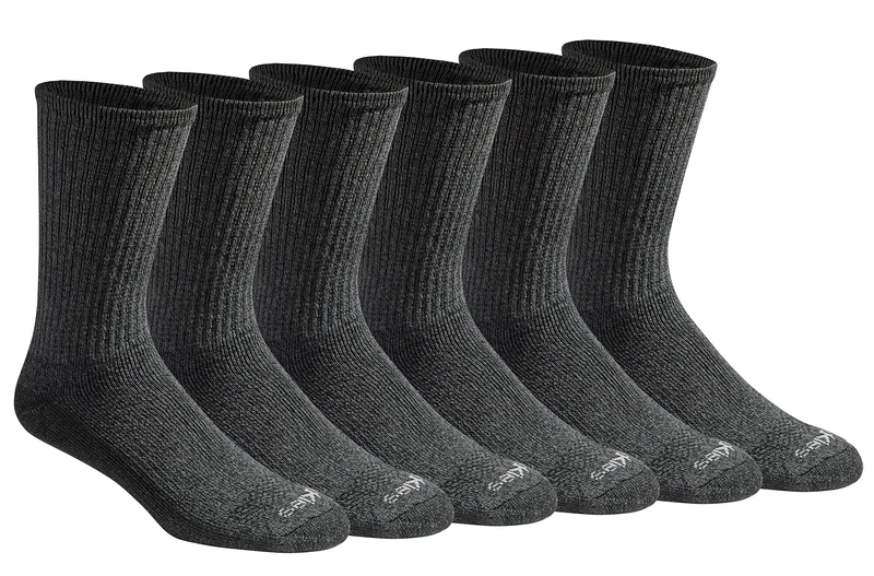 Dickies Men's Dri-tech Moisture Control Crew Socks Multipack, Heathered Grey (6 Pairs), Shoe Size: 12-15