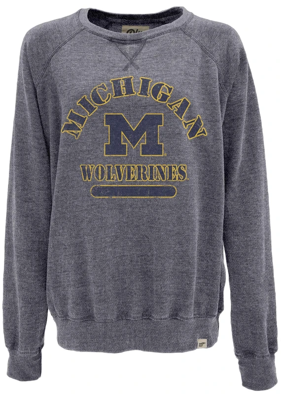 Blue 84 NCAA Michigan Wolverines Womens Burnout Crewneck Sweatshirt, Michigan Wolverines Navy, XX-Large