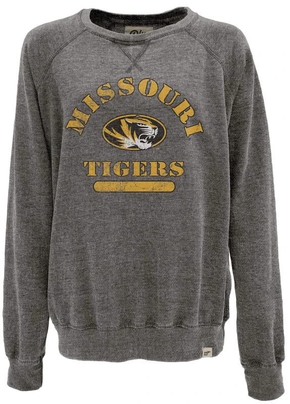 Blue 84 NCAA Missouri Tigers Womens Burnout Crewneck Sweatshirt, Missouri Tigers Charcoal, Large