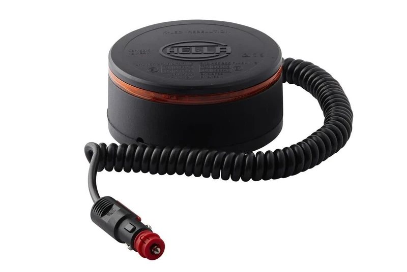 HELLA 2RL 455 256-021 LED-Rotating Beacon - K-LED Rebelution - 12/24V - Amber - Magnet Mount - Cable: 600mm - Plug: DIN ISO 4165