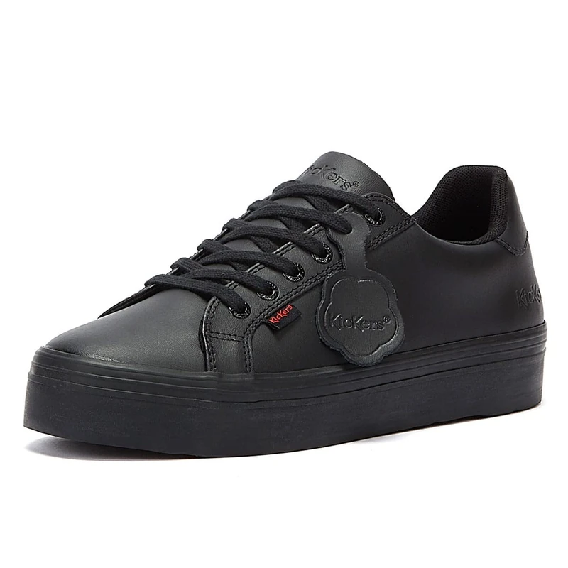 Kickers Women's Tovni Stack School Uniform Shoe | Smart Everyday School Look | Everyday Comfort Fit, Cushioned for All-Day Wear, Black, 7 UK