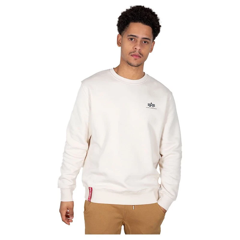 Alpha Industries Basic Sweater Small Logo Sweatshirt for Men Jet Stream White