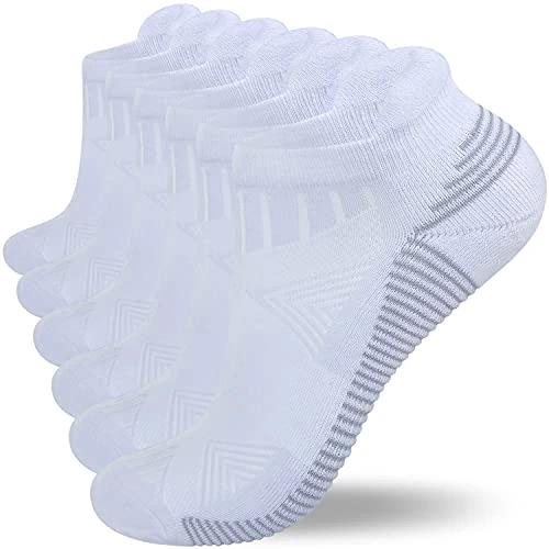 coskefy Running Socks Thick Cushion Ankle Anti-Blister Cotton Trainer Short Athletic Sports Socks for Men Women 6 Pairs