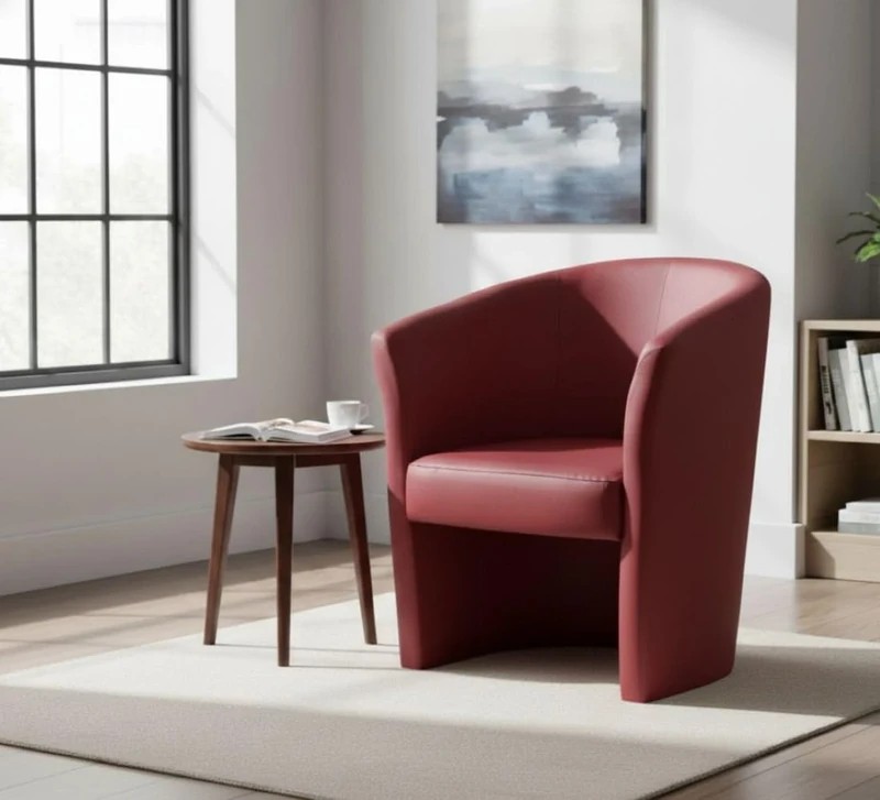 Dmora - Armchair Abrera, Living room armchair, Padded seat, Chair with eco-leather armrests, 64x63h76 cm, Red