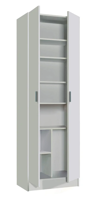 Dmora - 2 doors Multipurpose cabinet Portsmouth, Auxiliary cabinet, Modern shoe wardrobe, Vertical shoe rack, 59x37h180 cm, White