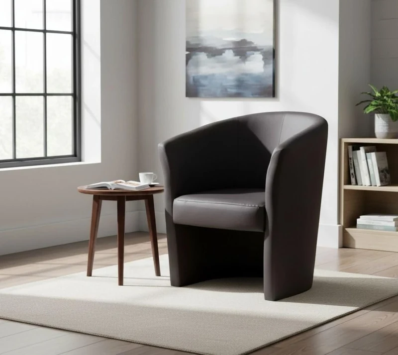 Dmora - Armchair Abrera, Living room armchair, Padded seat, Chair with eco-leather armrests, 64x63h76 cm, Black