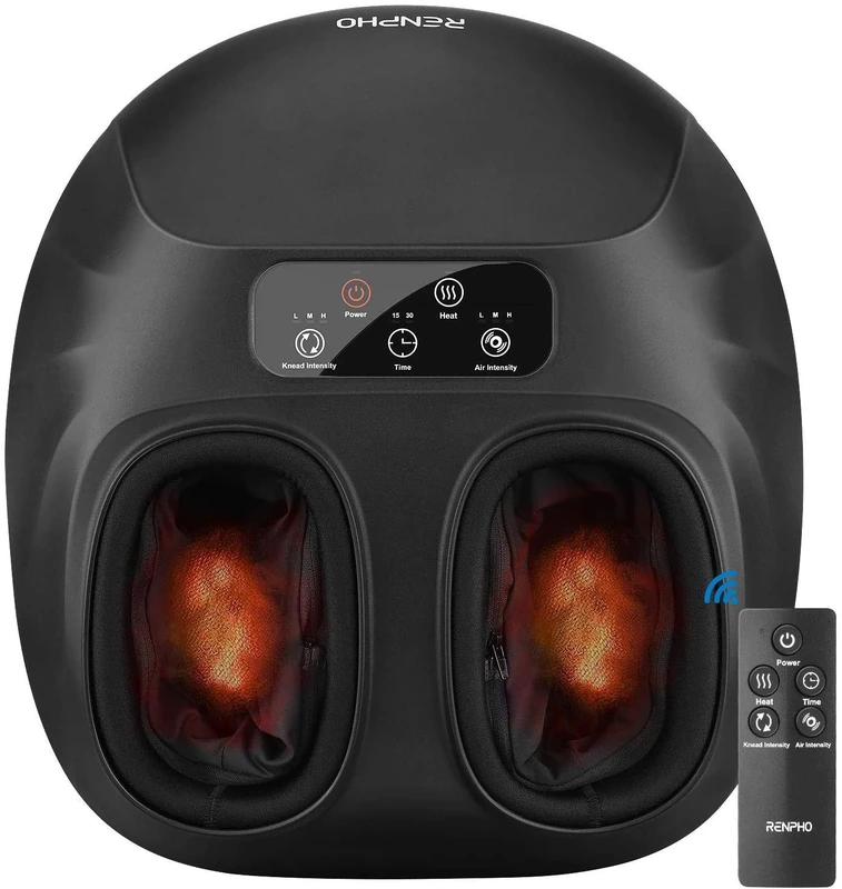 RENPHO Foot Massager Machine with Heat and Remote, Electric Shiatsu Kneading Foot Massager with Multi-Level Setting, Relieve Plantar Fasciitis and Tired Muscles, Fits Men Size Up to 14