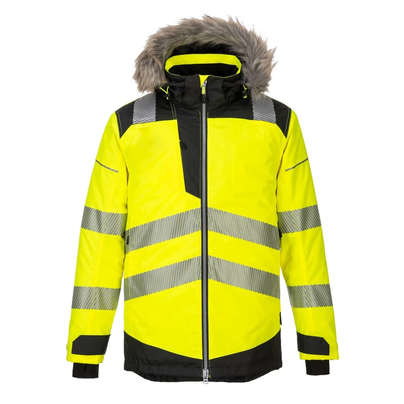 Portwest PW3 Hi-Vis Winter Parka Jacket, Yellow/Black , Size: 4XL