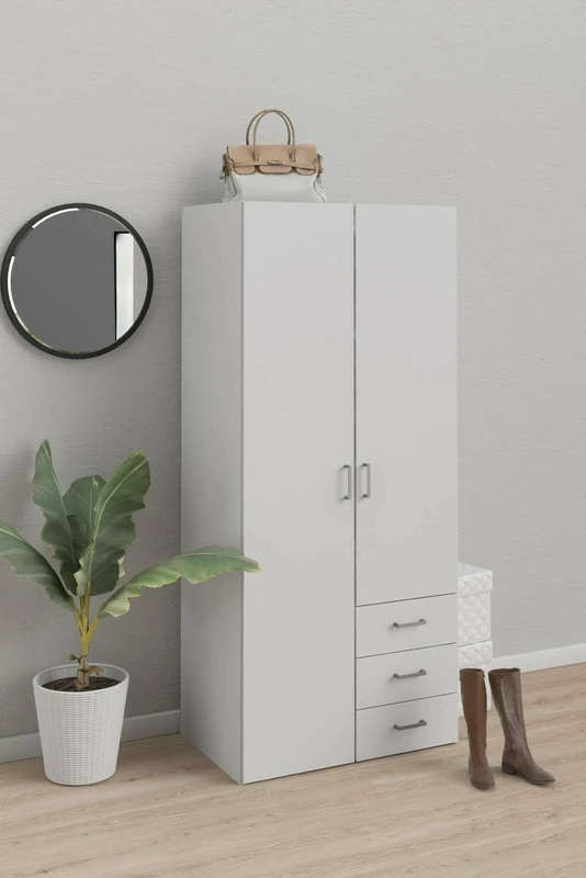 Dmora - Wardrobe 2 doors Prisca, Bedroom furniture, Walk-in wardrobe, Clothes wardrobe, 77x49 h175 cm, White