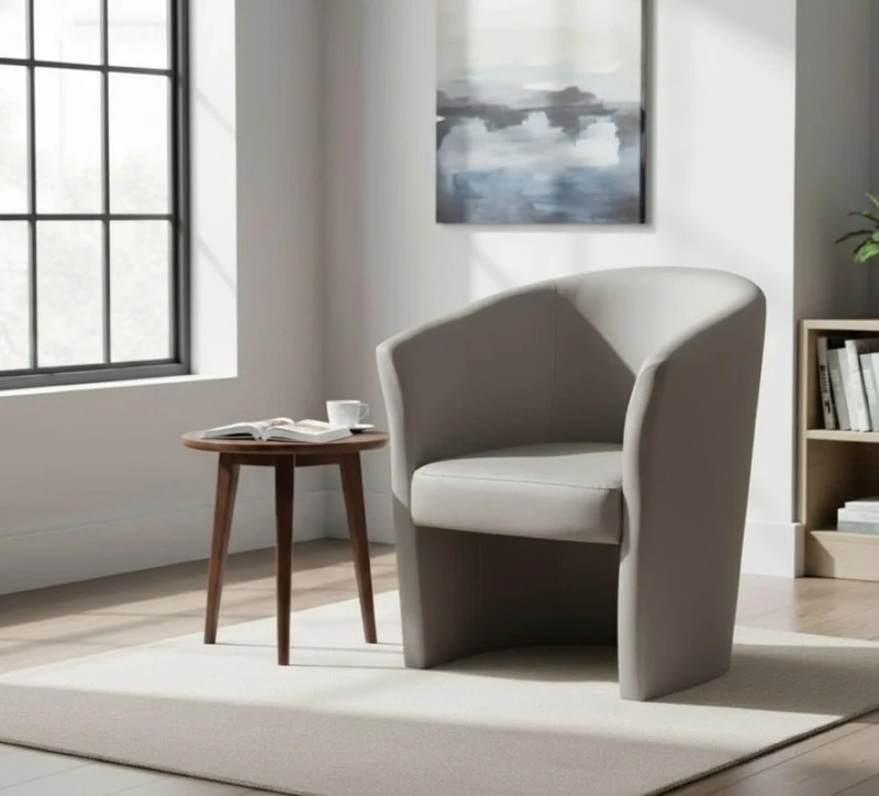 Dmora - Armchair Abrera, Living room armchair, Padded seat, Chair with eco-leather armrests, 64x63h76 cm, Gray