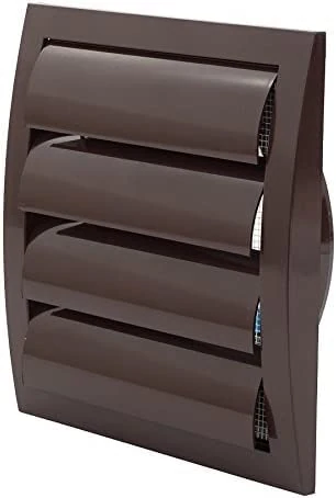 Vent Systems 5'' Inch Brown Air Vent Cover Dryer Vents and Bathroom Exhaust Vents Pipe, White Louvered Outdoor Dryer Vent Cover Opening Flap Vent Keeps Out Insects, Birds and Rodents