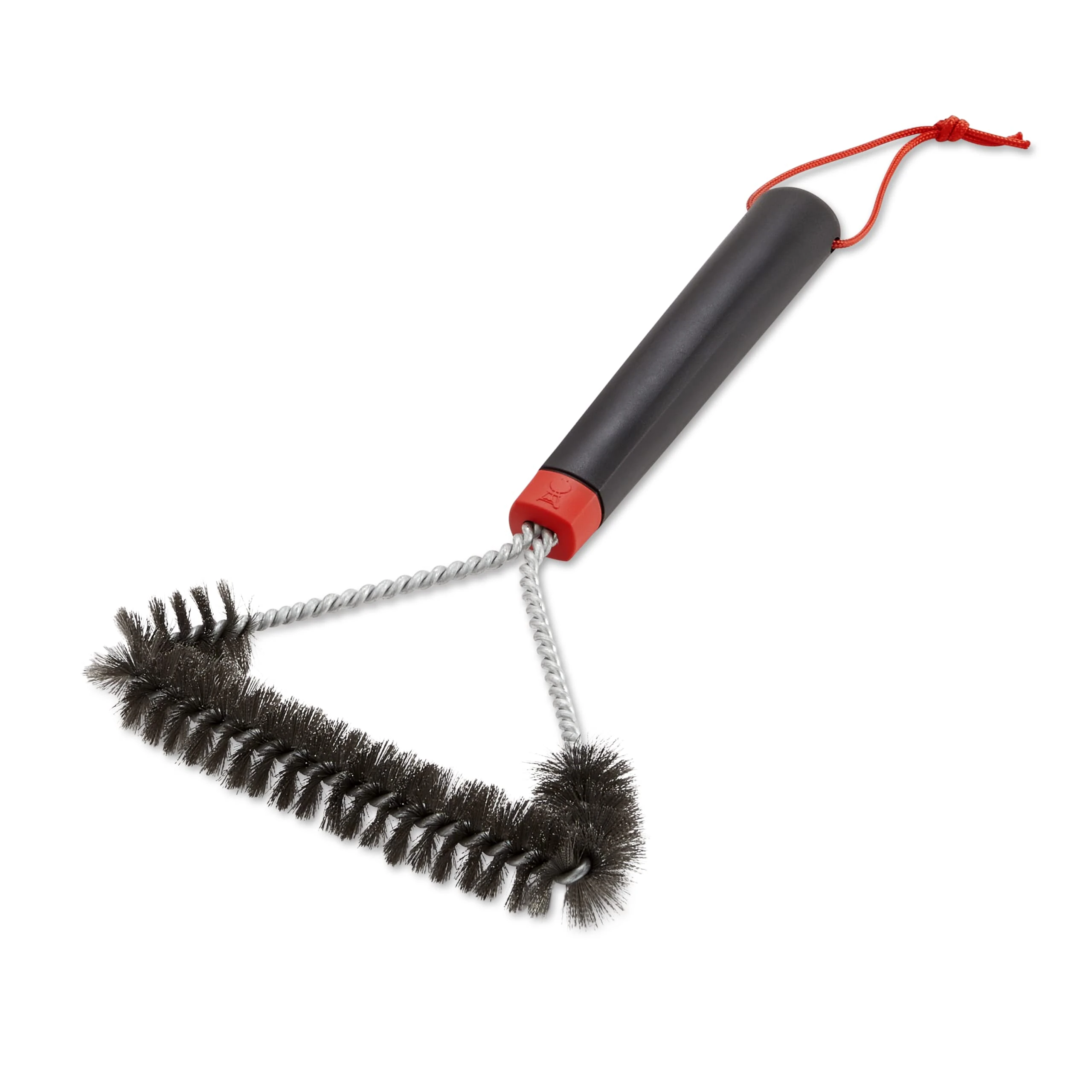 Weber Grill Brush - Three-Sided Short, 30cm long, perfect all-rounder, with non-slip comfort grip, durable & rustproof stainless steel bristles, suitable for all types of grills - Black (6277)