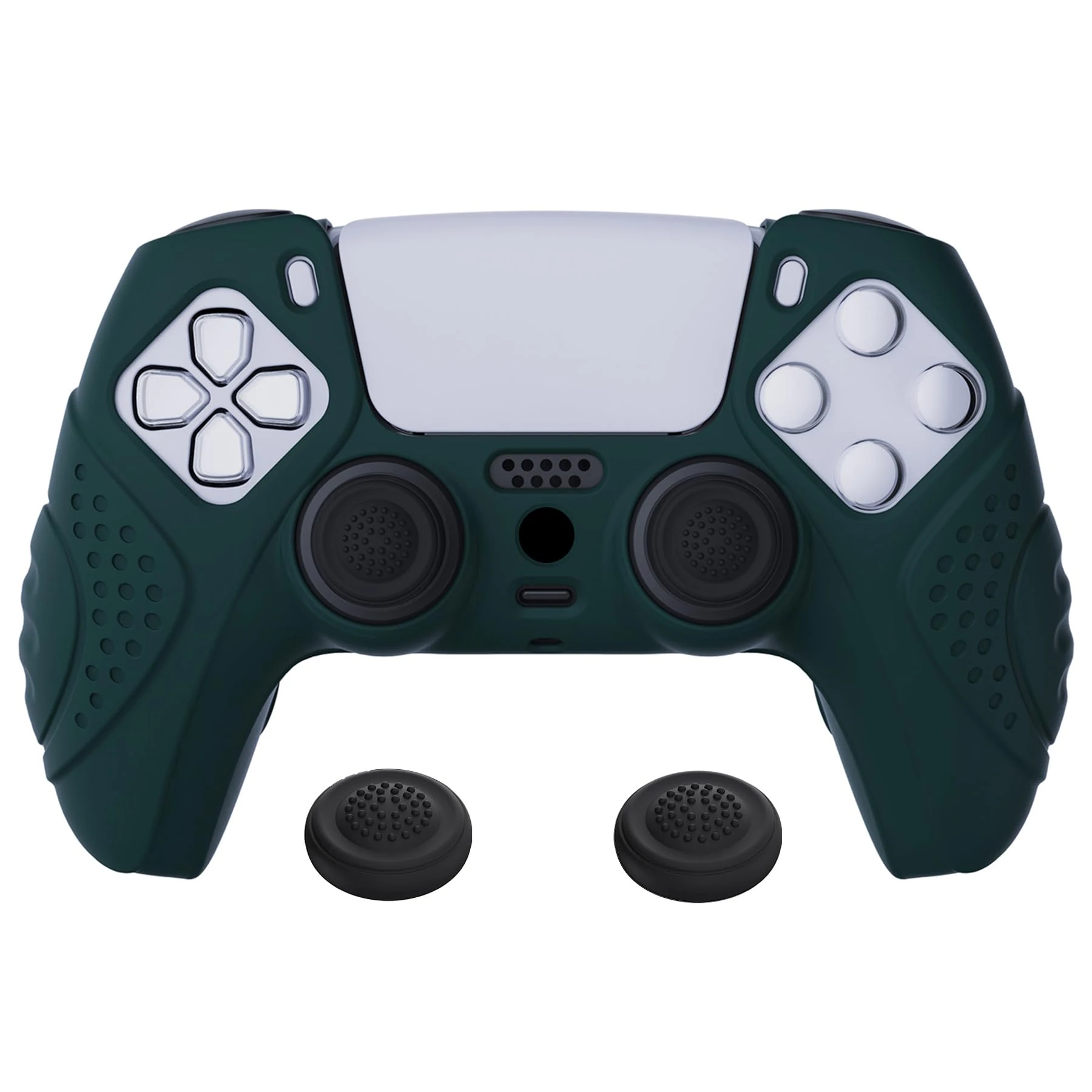 eXtremeRatePlayVital Guardian Edition Racing Green Ergonomic Soft Anti-slip Controller Silicone Case Cover for ps5, Rubber Protector Skins with Black Joystick Caps for ps5 Controller