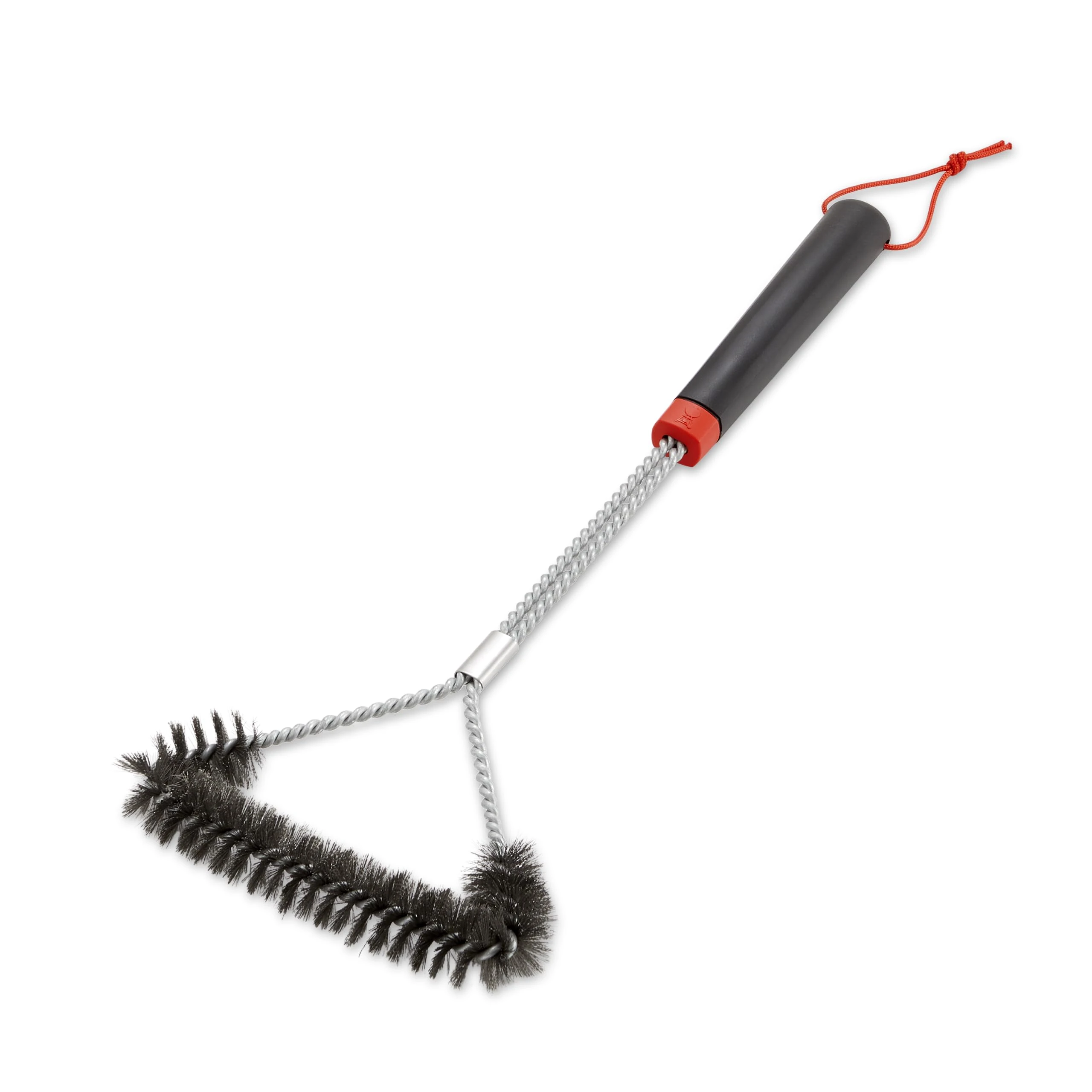 Weber Grill Brush - Three-Sided, Long, 46cm long, perfect all-rounder, with non-slip comfort grip, durable & rustproof stainless steel bristles, suitable for all types of grills - Black (6278)