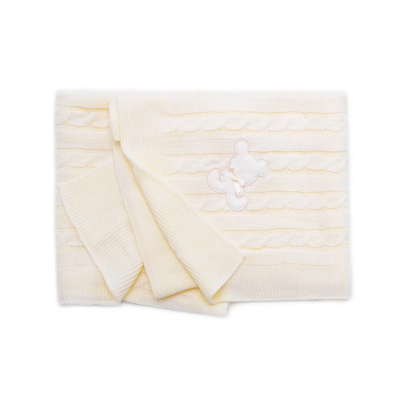 PEKITAS Baby Knitting Yarn Blanket - 100x100cm Beige Acrylic